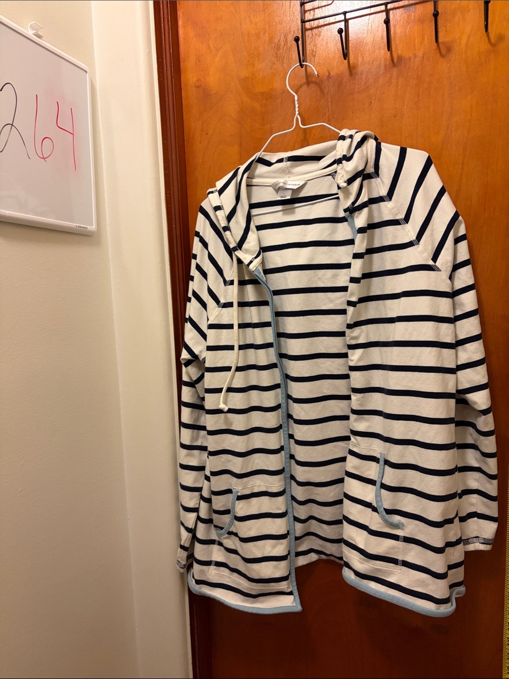 Christopher & Banks Navy and White Striped Hooded Zip Jacket
